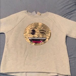Girls Zara emoji flip sequin sweatshirt